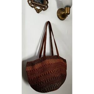 Woven 1970s Sisal Market Tote Bag